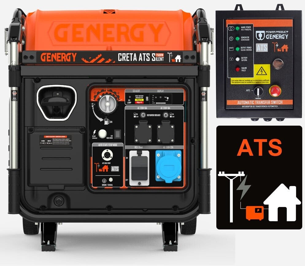 Inverter Stromerzeuger GENERGY Creta Silent 7500W ATS 230V mit Elektrostart